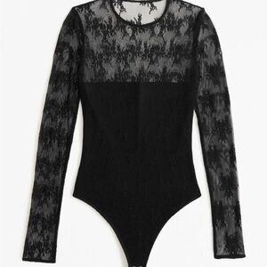 Abercrombie & Fitch Black Lace Long-Sleeve Bodysuit